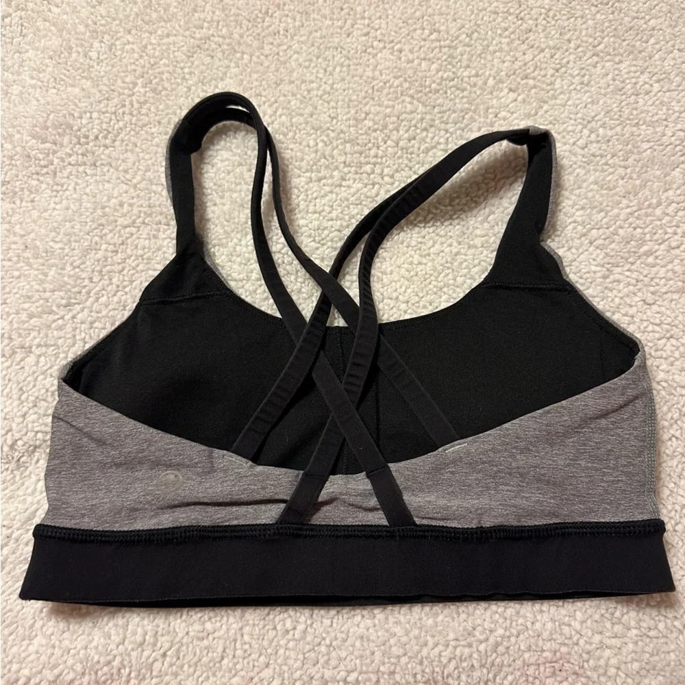 Lululemon Energy Strappy Sports Bra Heathered Gray Black